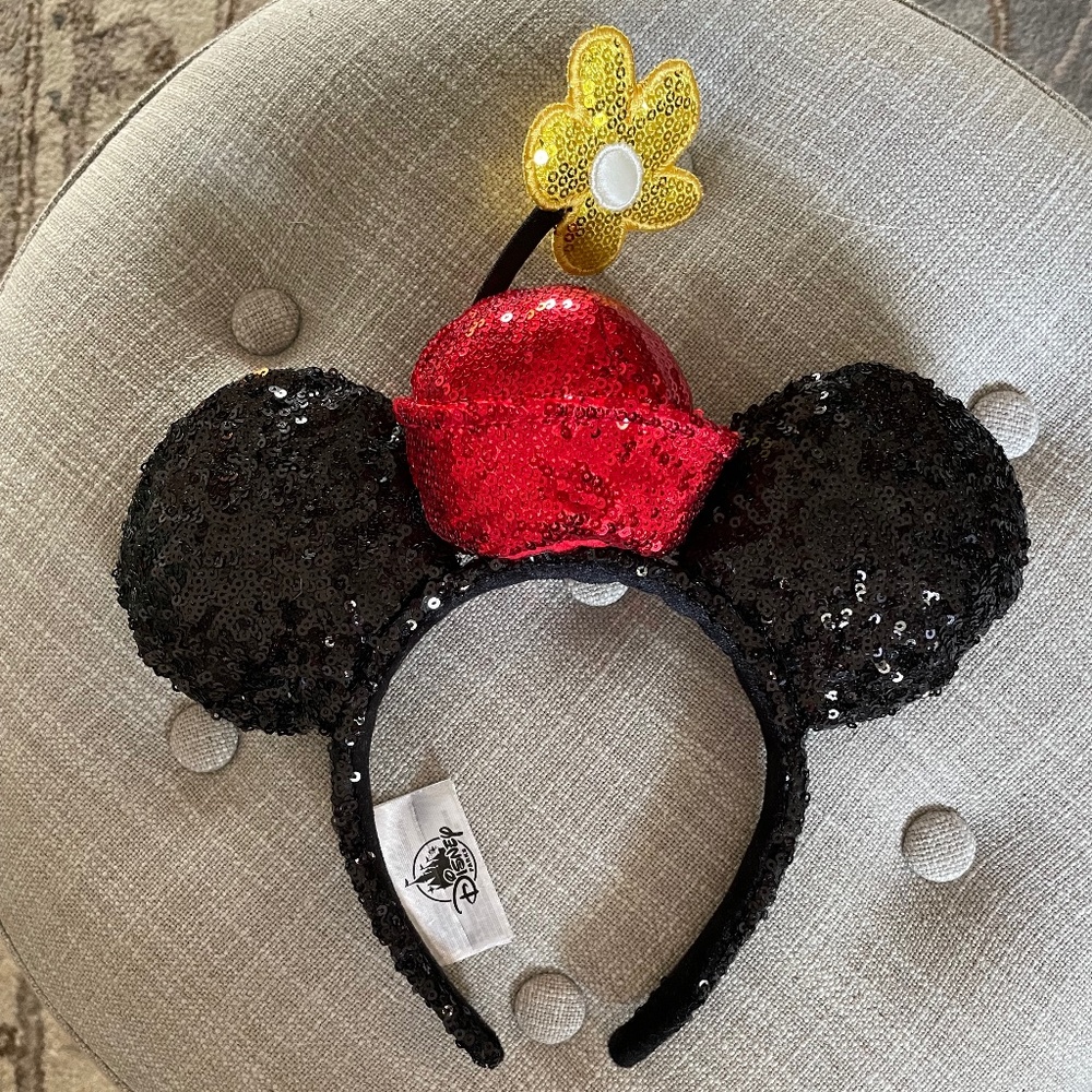 Disney Sequined Minnie Mouse Ears Headband with Flower and Hat
